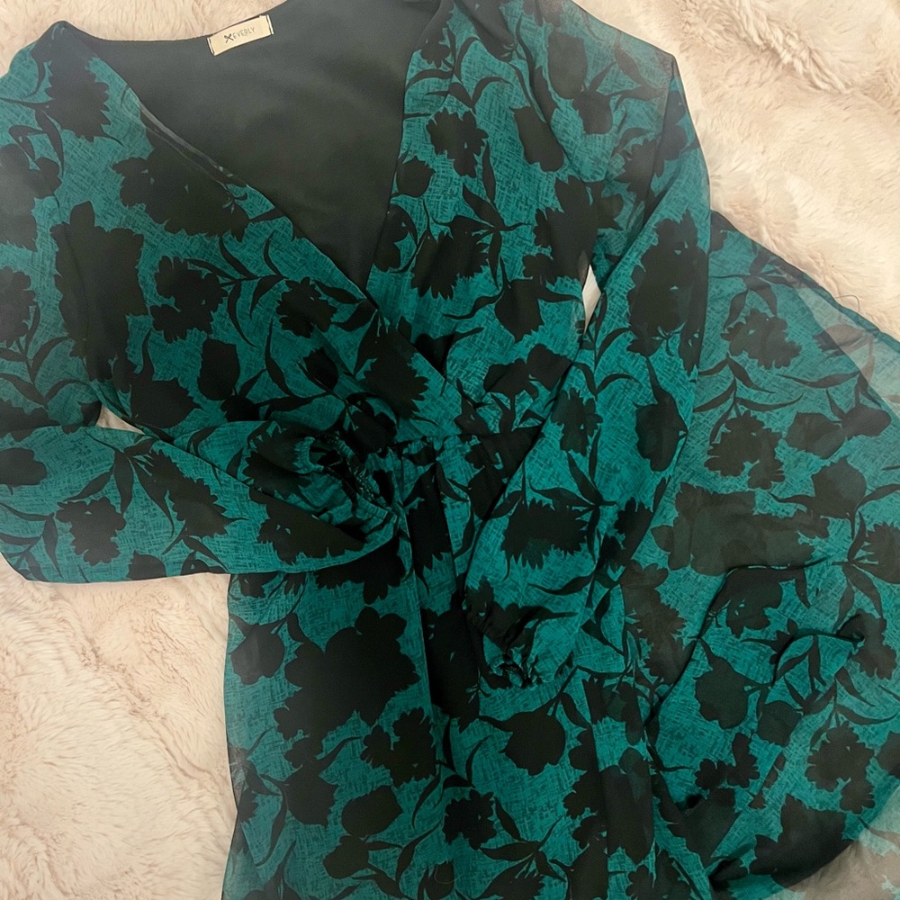 Everly | Green/Black Floral Maxi Dress w/Split S